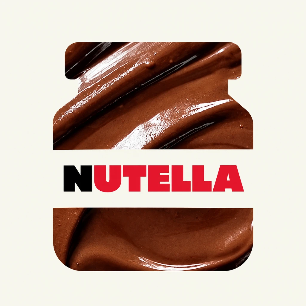 Silueta de un bote de Nutella con textura de chocolate